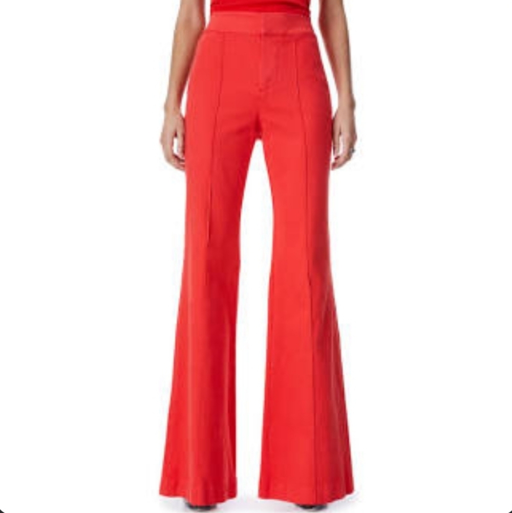 Alice + Olivia Red High-Waist Flare Jeans